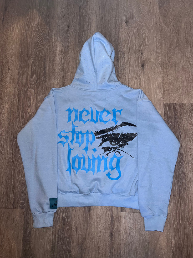 sc 'BABY BLUE SKELETON ' hoodie